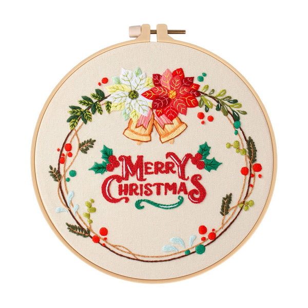 Poppy Crafts Embroidery Kit #37 - Christmas Collection - Line Wreath