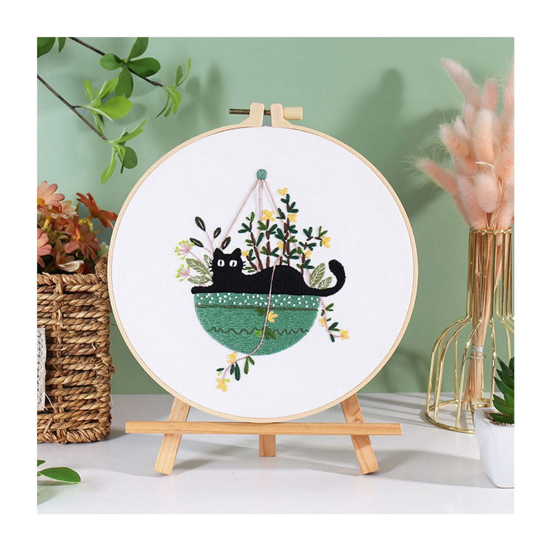 Poppy Crafts Embroidery Kit #60 - Black Cat & Flower Basket – CraftOnline