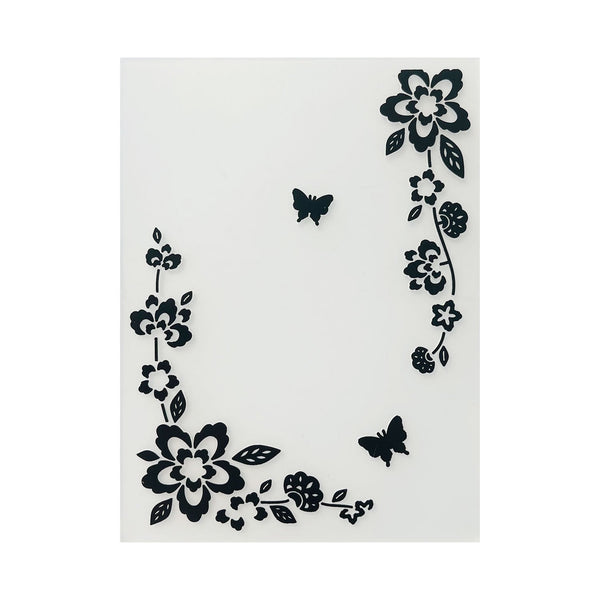 Poppy Crafts Embossing Folder #277 - Floral Edging & Butterflies