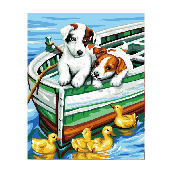 Poppy Crafts Paint By Numbers 16x20inch - Puppies & Ducklings