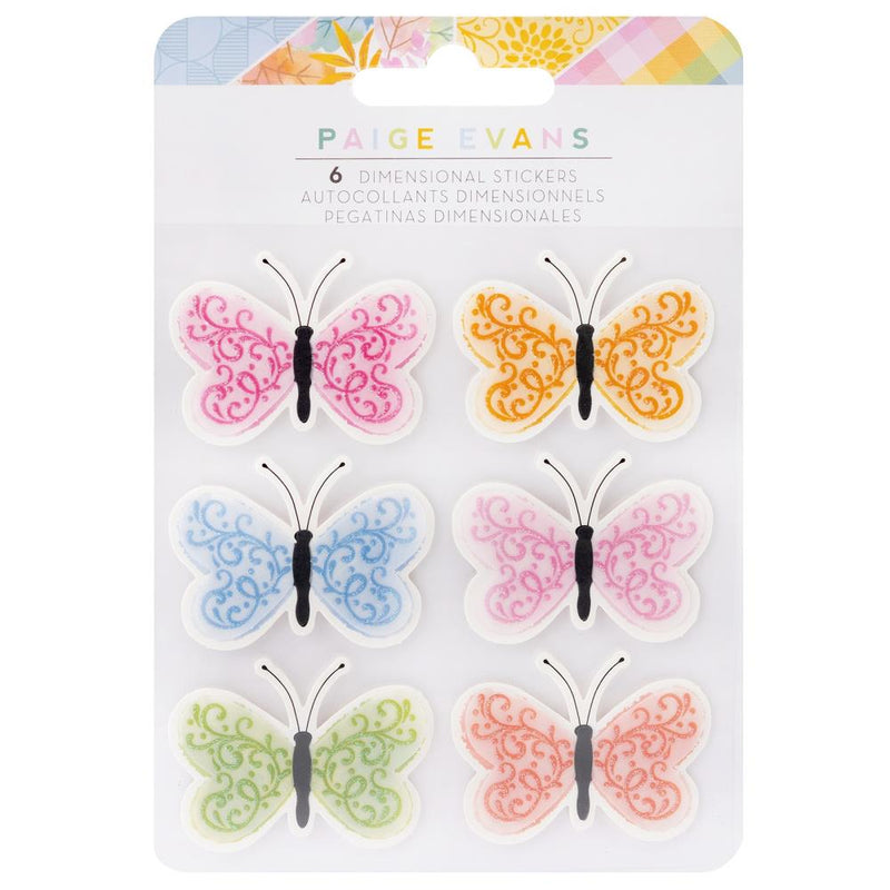 Paige Evans - Garden Shoppe Dimensional Stickers 6 Pack - Butterflies*