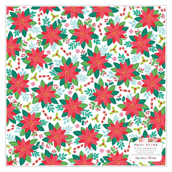 Paige Evans Sugarplum Wishes Specialty Paper 12"X12" Acetate  with Red Foil