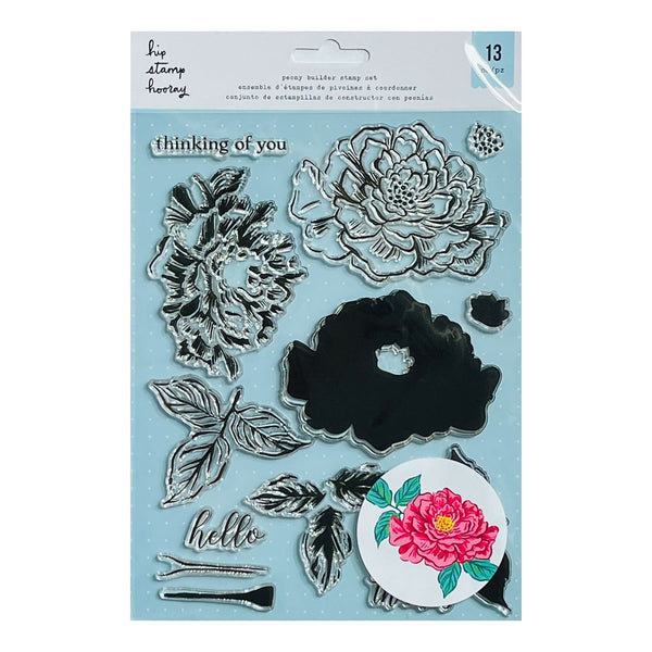 American Crafts Hip Stamp Hooray Clear Stamps - Peony