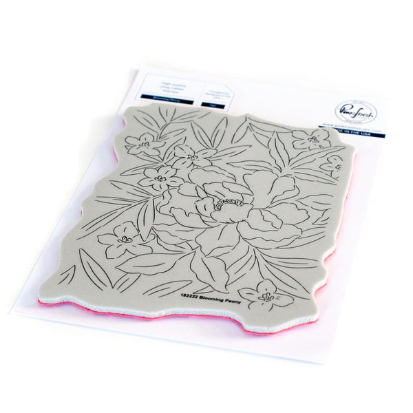 Pinkfresh Studio cling rubber background stamp A2 Blooming Peony