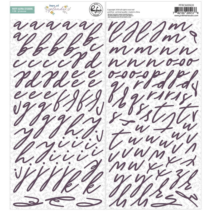 PinkFresh - Puffy Alpha Stickers - Days Of Splendour*