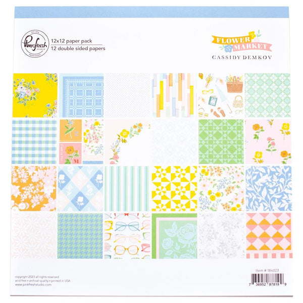 PinkFresh Studio double-sided paper pack 12"x12" (30.5cm x 30.5cm) 12-pack - Flower Market*