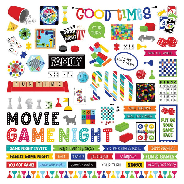 PhotoPlay Family Fun Night Stickers 12" x 12" - Elements*