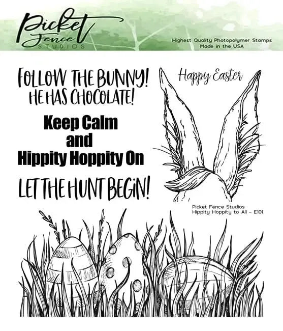 Picket Fence Studios 6"X6" Stamp Set - Hippity Hoppity To All*