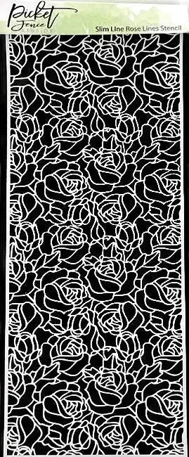 Picket Fence Studios Stencil 4"X10" - Rose Lines - Slim Line*