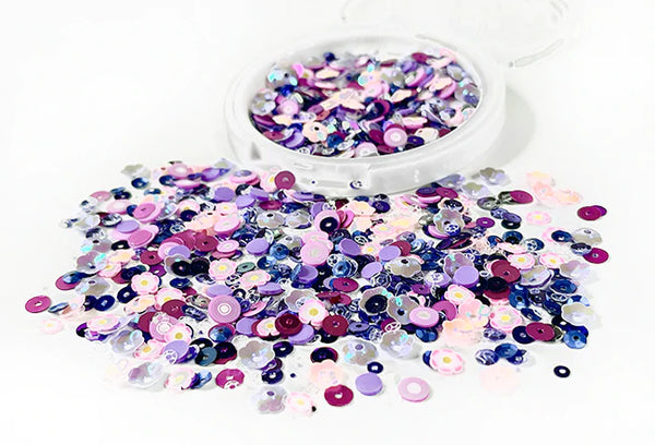Picket Fence Sequin Mix & Embellishments - Purple Blossoms