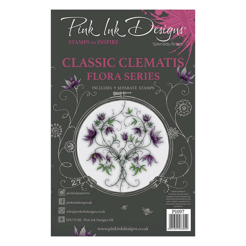 Pink Ink Designs A5 Clear Stamp Set - Classic Clematis*
