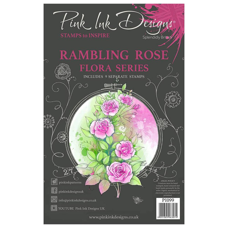 Pink Ink Designs A5 Clear Stamp Set - Rambling Rose