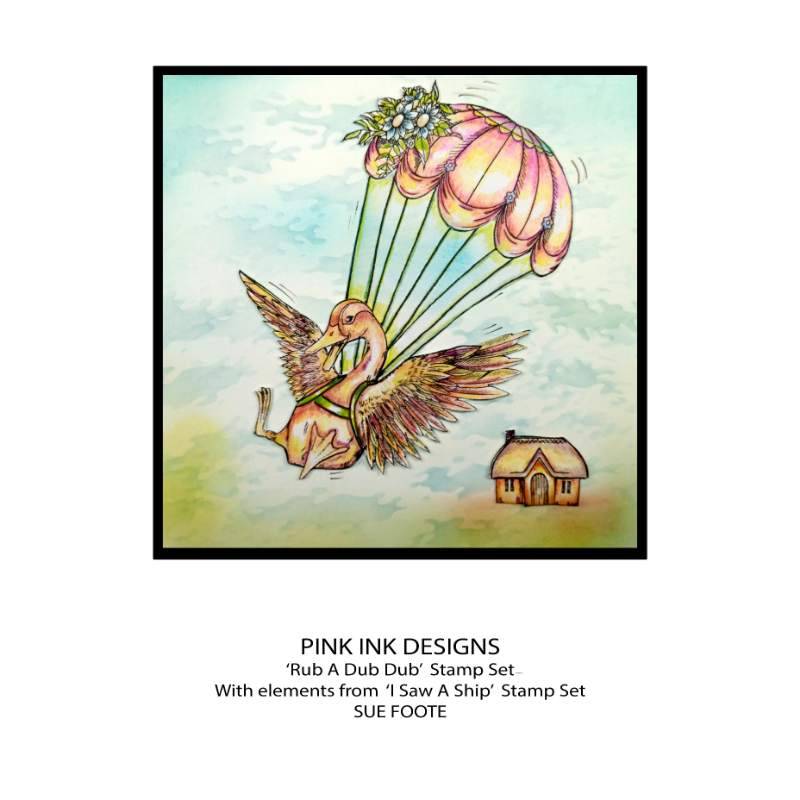 Pink Ink Designs 6" x 8" Clear Stamp Set - Rub A Dub Dub*
