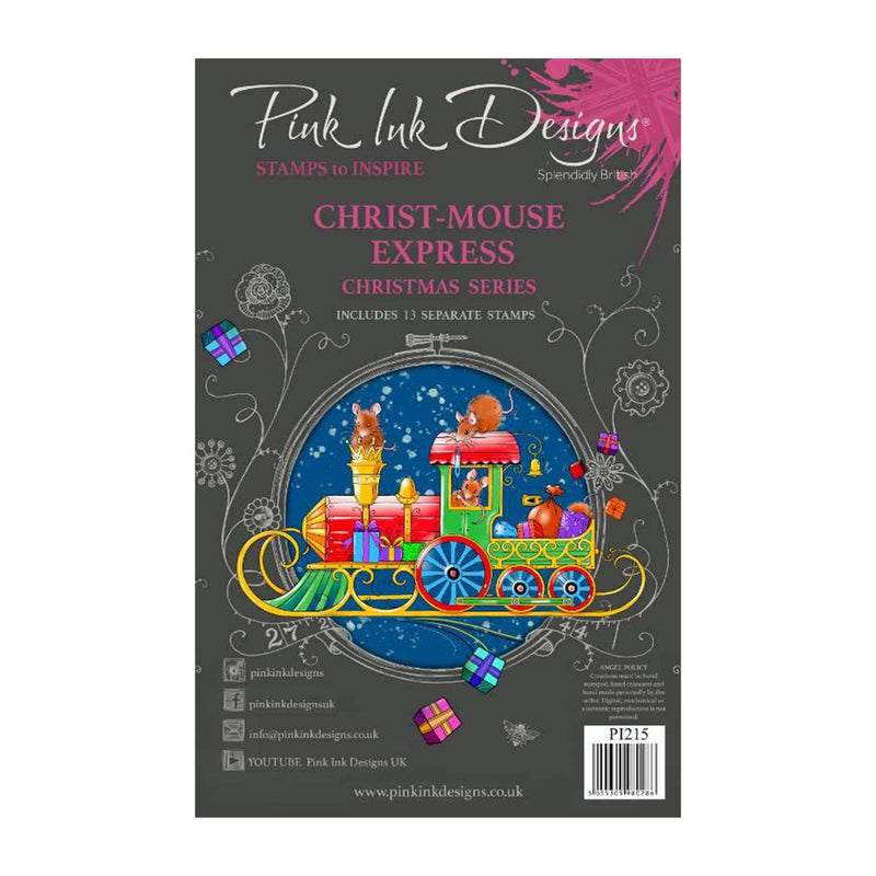 Pink Ink Designs 6"x 8" Clear Stamp Set - Christmas Series - Christ-Mouse Express*