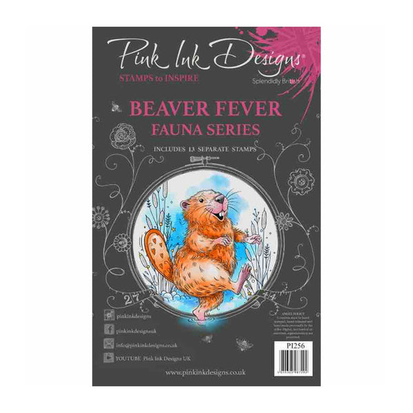 Pink Ink Designs 6"x 8" Clear Stamp Set - Beaver Fever