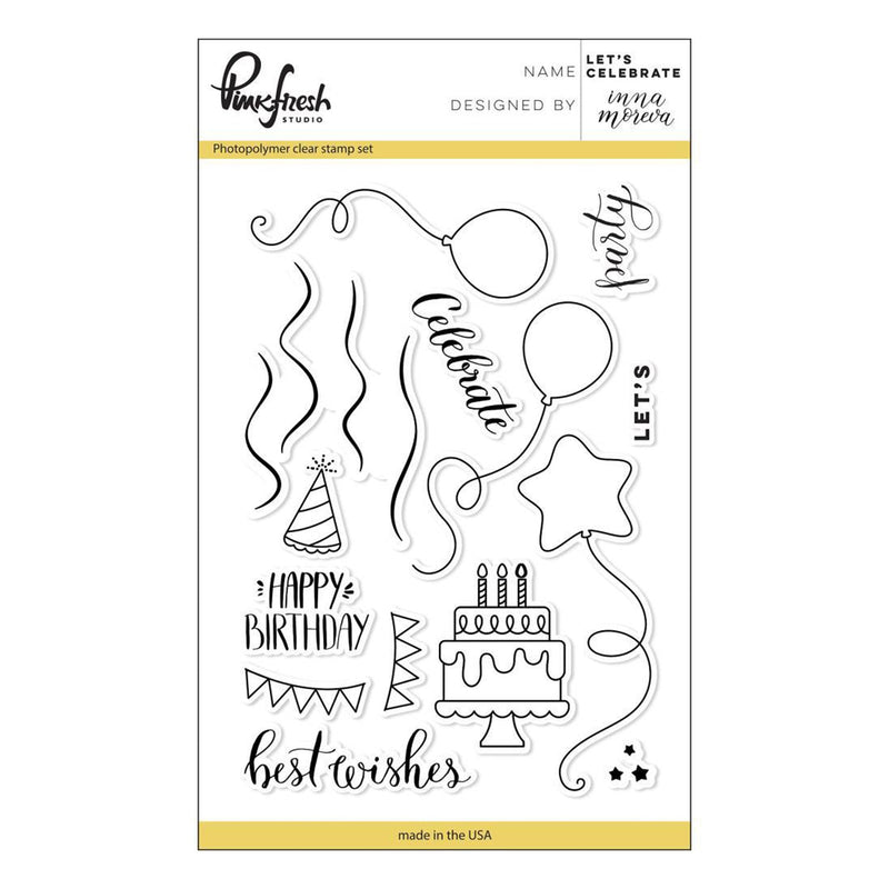 Pinkfresh Studio 4"x6" Clear Stamps - Let's Celebrate
