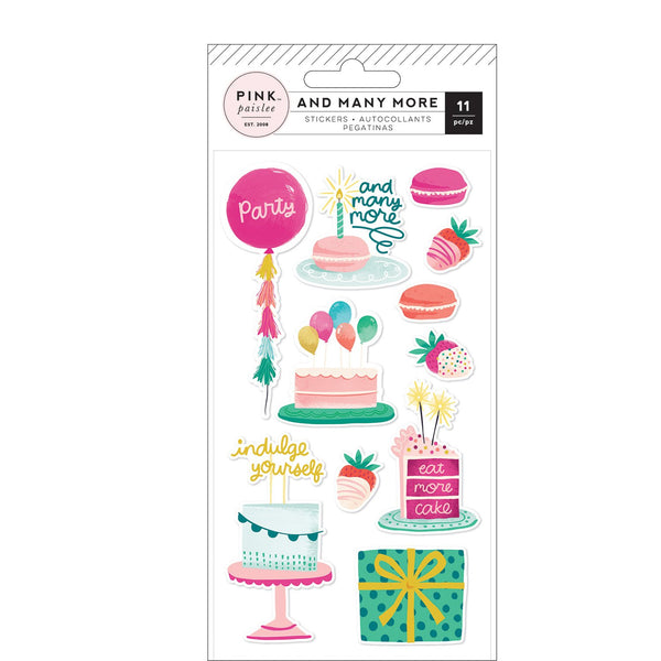 Pink Paislee Embossed Puffy Stickers 11 pack  - And Many More