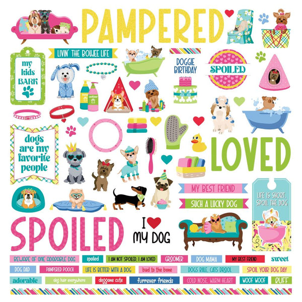 PhotoPlay Pampered Pooch Stickers 12"X12" Elements