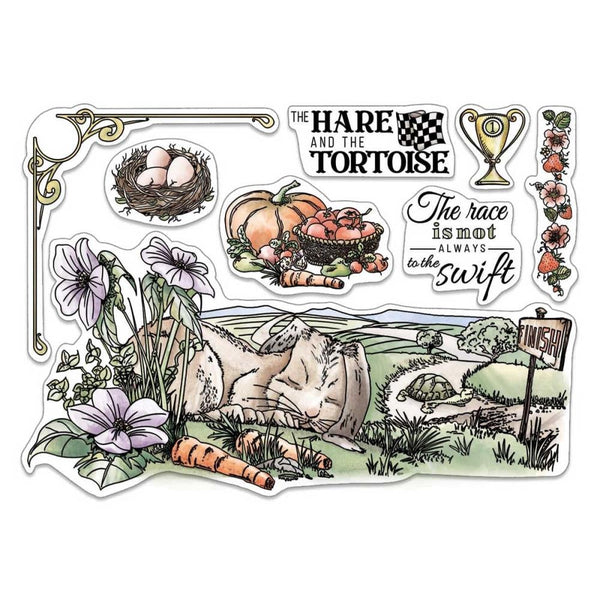 Ciao Bella Stamping Art Clear Stamps 6"X8" - The Hare & The Tortoise, Aesop's Fables