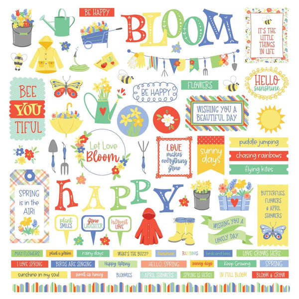 PhotoPlay Showers & Flowers Stickers 12"X12" Elements