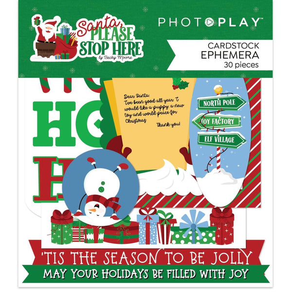PhotoPlay Santa Please Stop Here Ephemera Cardstock Die-Cuts