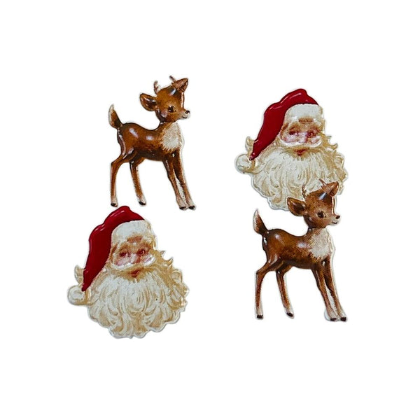 Eyelet Outlet Shape Brads 12 pack - Santa & Deer