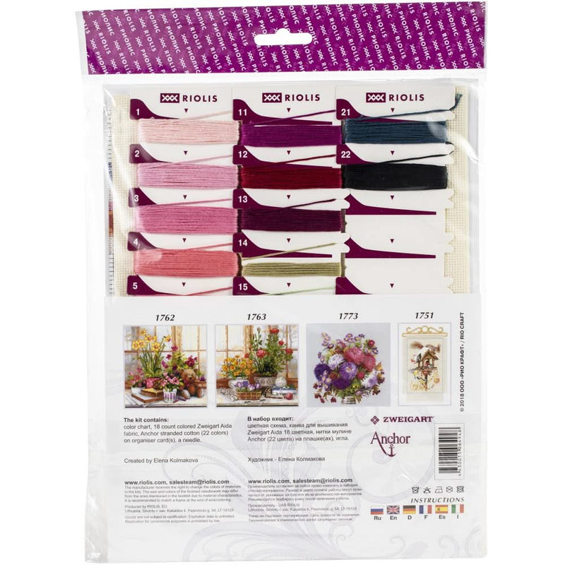 RIOLIS Counted Cross Stitch Kit 9.75in X 13in - Pink Poppies (18 count)*