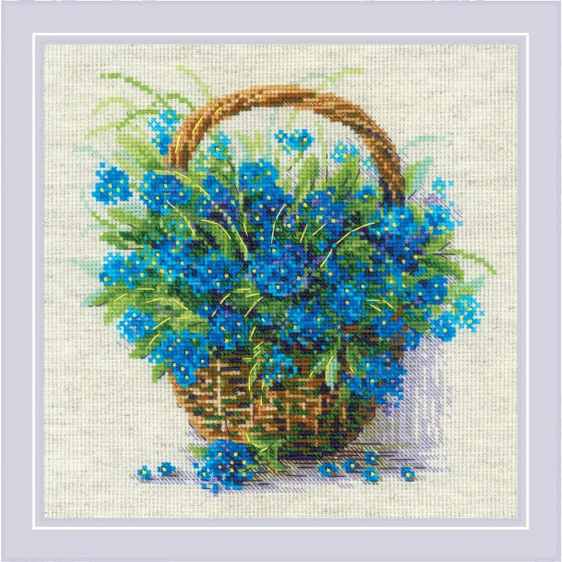 RIOLIS Counted Cross Stitch Kit 8.75"X8.75" Forget Me Knots In A Basket ((14 Count)*