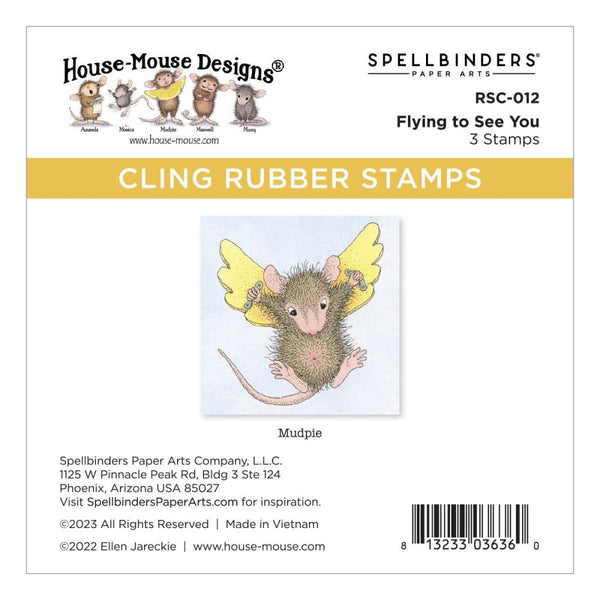 House Mouse Cling Rubber Stamp Flying To See You
