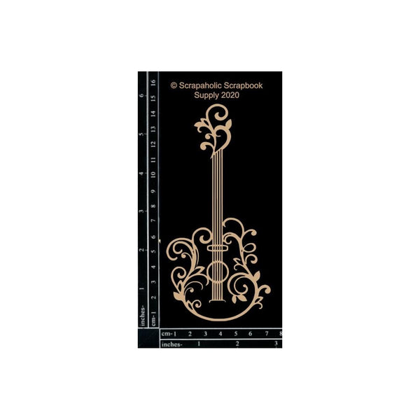 Scrapaholics Laser Cut Chipboard 1.8mm Thick - Flourish Guitar, 5.75"X2.75"