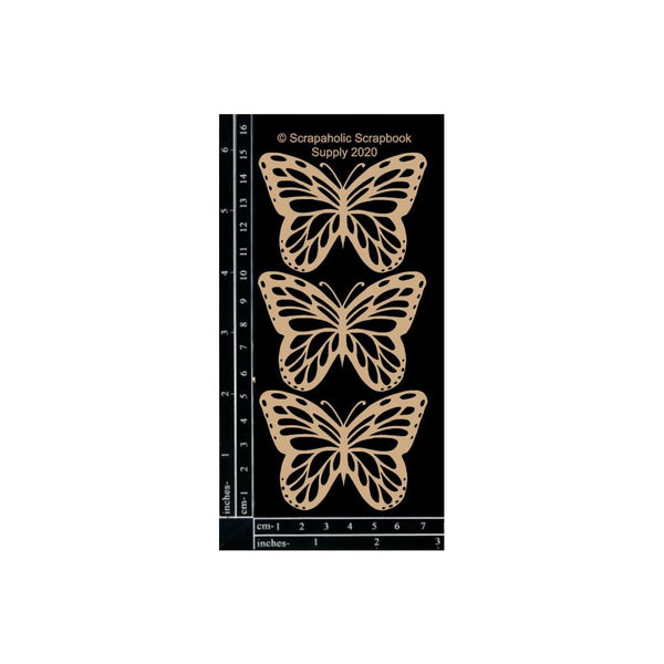 Scrapaholic Laser Cut Chipboard 1.8mm Thick - Monarch Butterflies, 3 pack