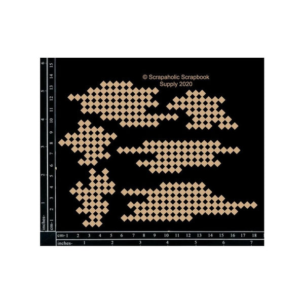 Scrapaholics Laser Cut Chipboard 1.8mm Thick - Checker Bits, 6 pack, 1"-5"