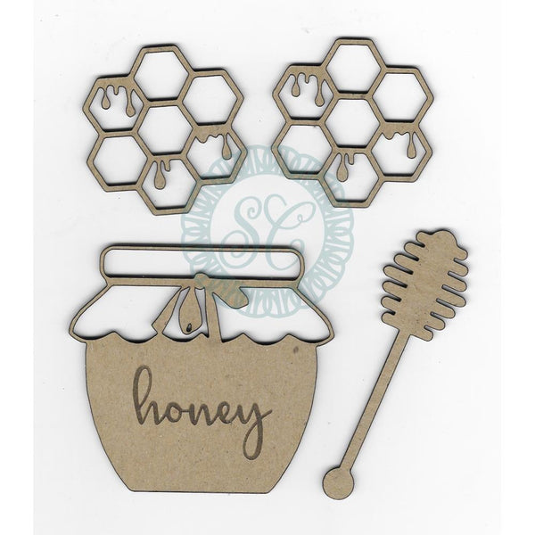 Scrapaholics Laser Cut Chipboard 2mm Thick Honey Jar Set, 4 pack 3" To 1.75"
