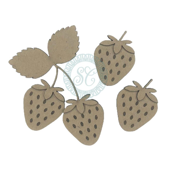 Scrapaholics Laser Cut Chipboard 2mm Thick Strawberry Style #1, 6 pack 3" To 1"*