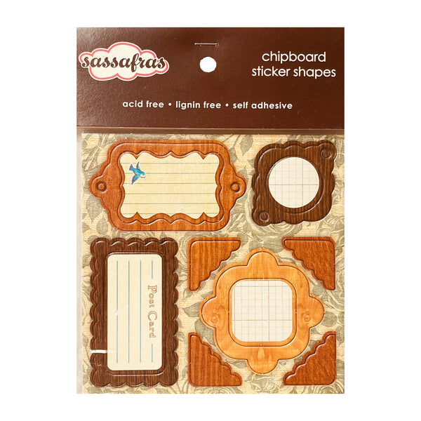 Sassafras Chipboard Sticker Shapes - Woody Framed*