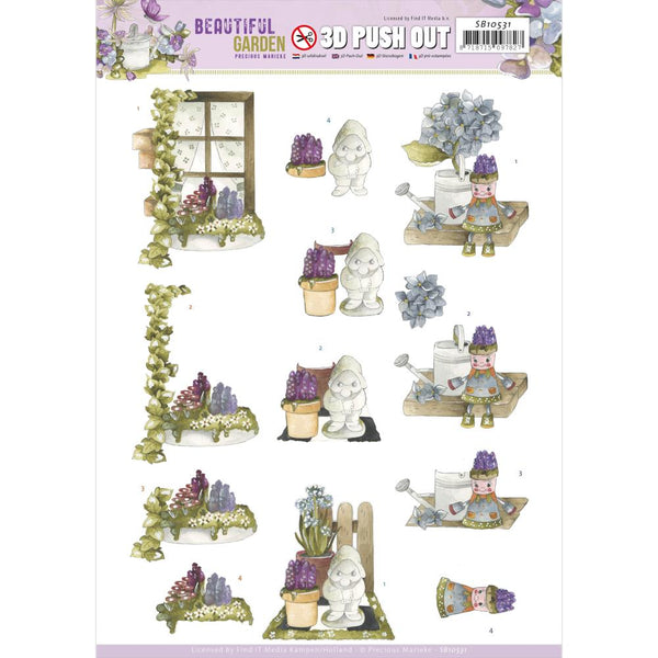 Find It Trading Precious Marieke Punchout Sheet - Garden Gnome, Beautiful Garden