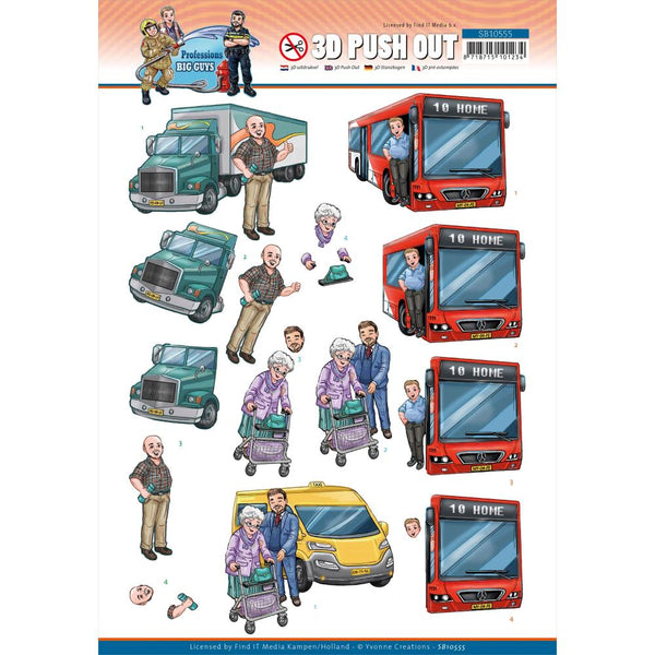 Find It Trading Yvonne Creations Punchout Sheet - Bus Driver, Big Guys Professions