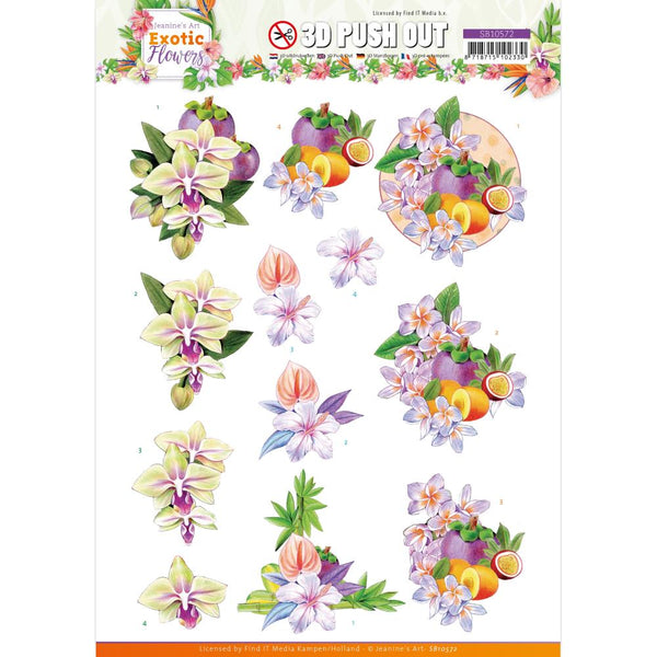 Find It Trading Jeanine's Art Punchout Sheet - Purple Flowers, Exotic Flowers