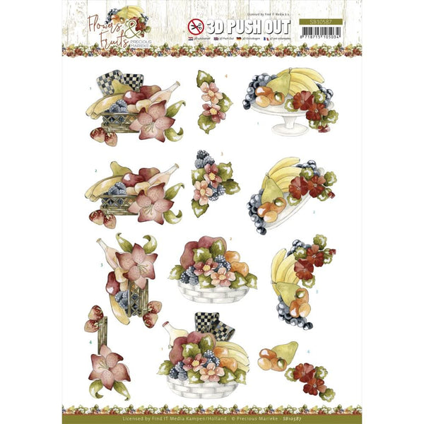 Find It Trading Precious Marieke Punchout Sheet - Flowers & Bananas, Flowers & Fruits*