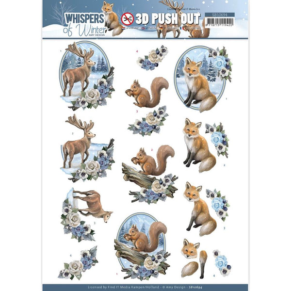 Find It Trading Amy Design Punchout Sheet - Whispers Of Winter - Forest Animals