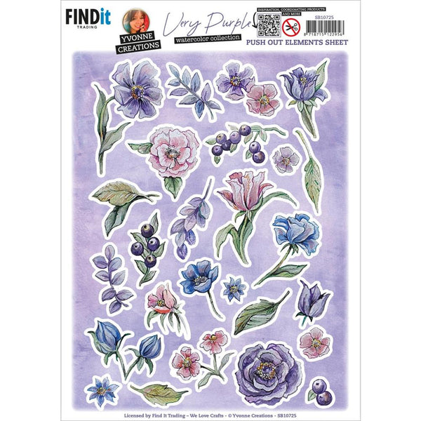 Find It Trading Yvonne Creations Punchout Sheet - Very Purple - Small Elements A