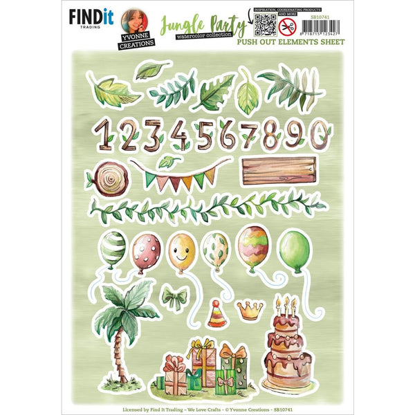 Find It Trading Yvonne Creations Punchout Sheet Small Elements A, Jungle Party