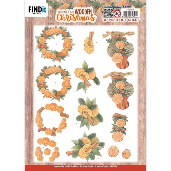 Find It Trading Jeanine's Art 3D Push Out Sheet Orange Fruit, Wooden Christmas*