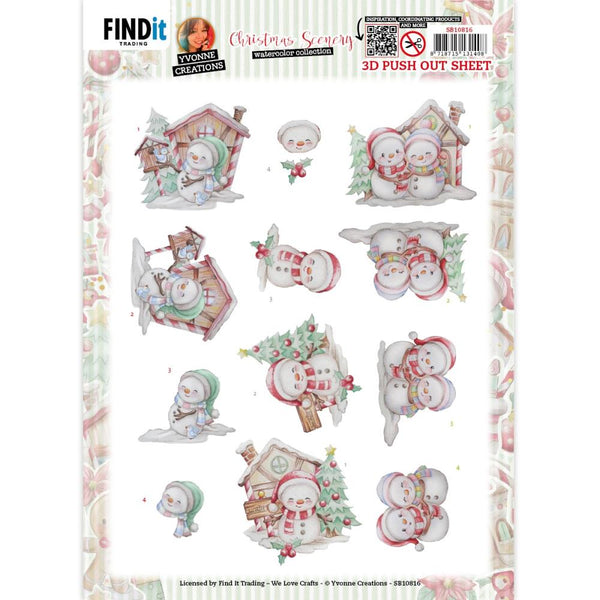 Find It Trading Yvonne Creations 3D Punchout Sheet Snowman, Christmas Scenery