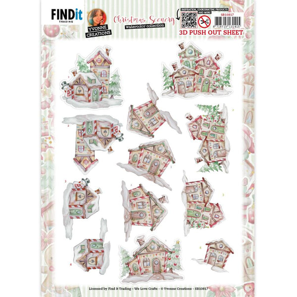 Find It Trading Yvonne Creations 3D Punchout Sheet House, Christmas Scenery