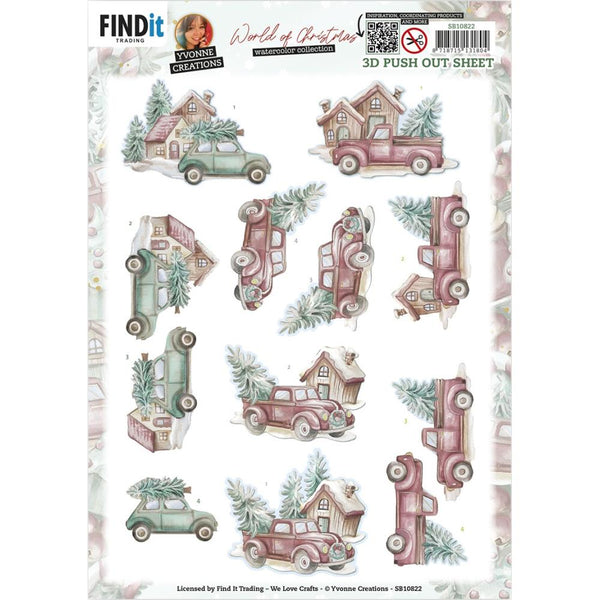 Find It Trading Yvonne Creations 3D Push Out Sheet Christmas Cars, World Of Christmas