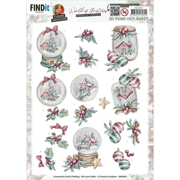 Find It Trading Yvonne Creations 3D Push Out Sheet Christmas Globe, World Of Christmas
