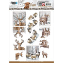 Find It Trading Amy Design 3D Push Out Sheet Deer, Sturdy Winter