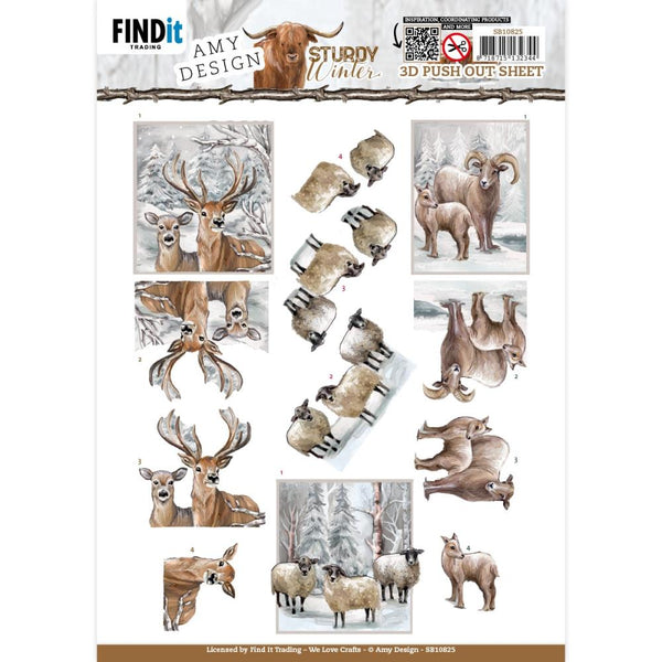 Find It Trading Amy Design 3D Push Out Sheet Deer, Sturdy Winter