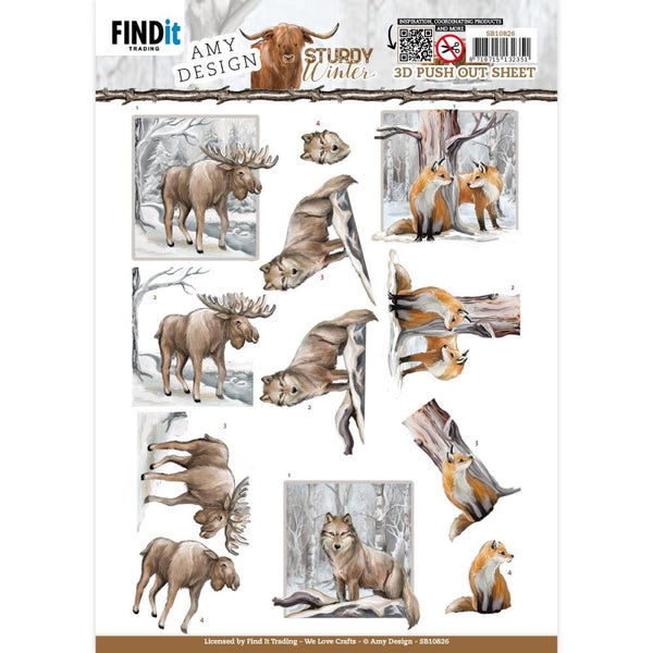Find It Trading Amy Design 3D Push Out Sheet Moose, Sturdy Winter